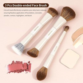 MAANGE 메이크업 브러시 세트 14 IN 에센셜 엔드 컨실러 파운데이션 더블 파우더 MAANGE Makeup Brush Set 14 IN Essential End Concealer Foundation Double Powder [White]