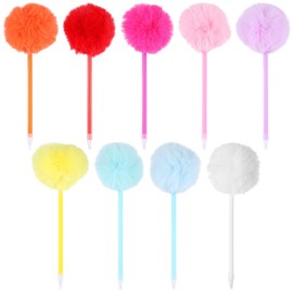 Pompom Ballpoint Pens, Cute Fluffy Ball Pens, Plush Fuzzy Pens, Macaroon Colour Ballpoint Pompom Gift for Office Women Coworkers, 9 Colours, Pack of 36