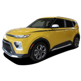 Original Oversoul : Compatible with 2020-2025 Kia Soul Vinyl Graphics Side Body Door Decals Stripes (Fits as Shown) (13WP Hot Rod Red – Dry Install)