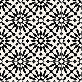 Nuxovilar Peel and Stick Vinyl Floor Tiles, 12x12 Inch Black & White Geometric Floral Pattern, Self-Adhesive Flooring (10 Pcs)