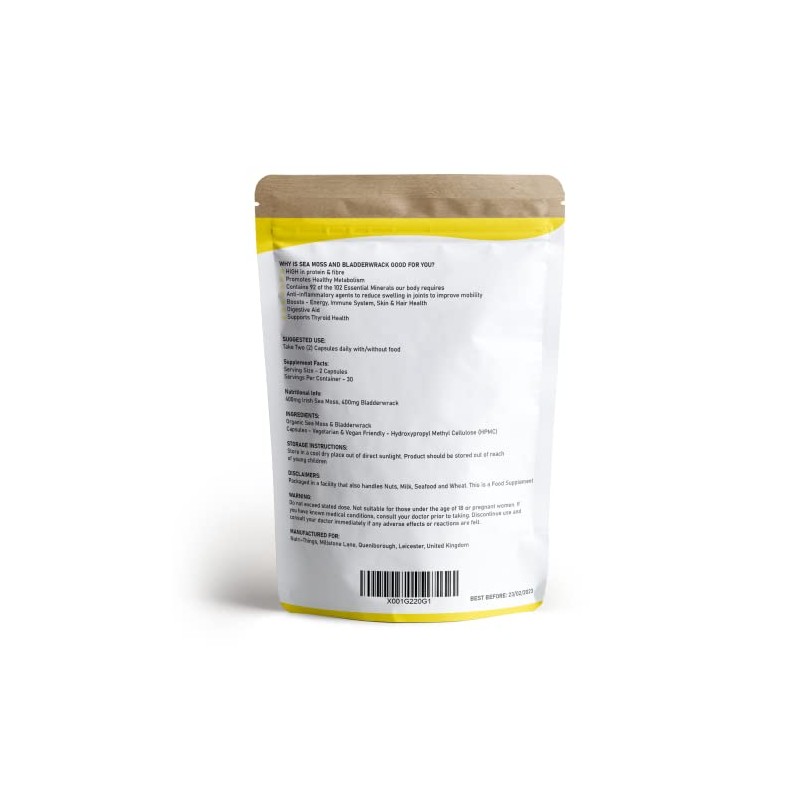 Irish Sea Moss Capsules | Seamoss Herbal Supplements with Bladderwrack