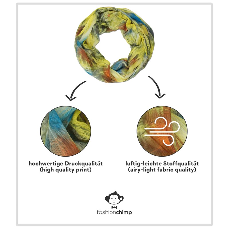 fashionchimp® All-Over Batik Style Loop Scarf Crash and Crinkle Silk