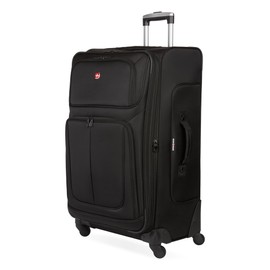 SwissGear Sion Softside Expandable Luggage – Large Checked Suitcase with 360 Degree Wheels & Retractable Handle – 29 Inch, Perfect for 7-9 Night Trips – Black