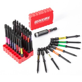 Geinxurn Impact Screwdriver Bits Set, 33 Pieces 3”Multi Head Magnetic S2 Steel Driver Bits PH/SQ/Torx/Pozi With Red Soft Base
