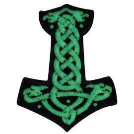 Mjolnir Nordic Thor's Hammer Glow in the Dark Iron/Sewn Embroidery Patch