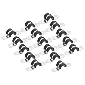 TA-VIGOR 30Pcs Cable Clamp, 8mm Rubber Pipe Strap Rubber Cushioned Stainless Steel Hose Clamp U Shape Metal Clamp Tube Holder for Pipe Tube Wire Fixing, Laying Plumbing, Electricity, Exhaust