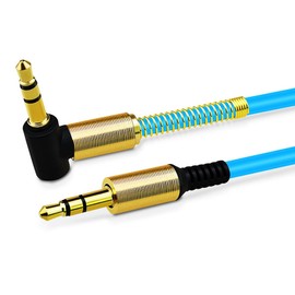 Unbranded/Generic 3.5mm AUX Cable Car Audio Stereo Headphone Jack Cord Right Angle Male to M - Blue