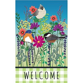 Evergreen Flag Wild Flowers Welcome House Linen Flag 28 x 44 Inch Double Sided Durable Outdoor Flag For Homes and Gardens