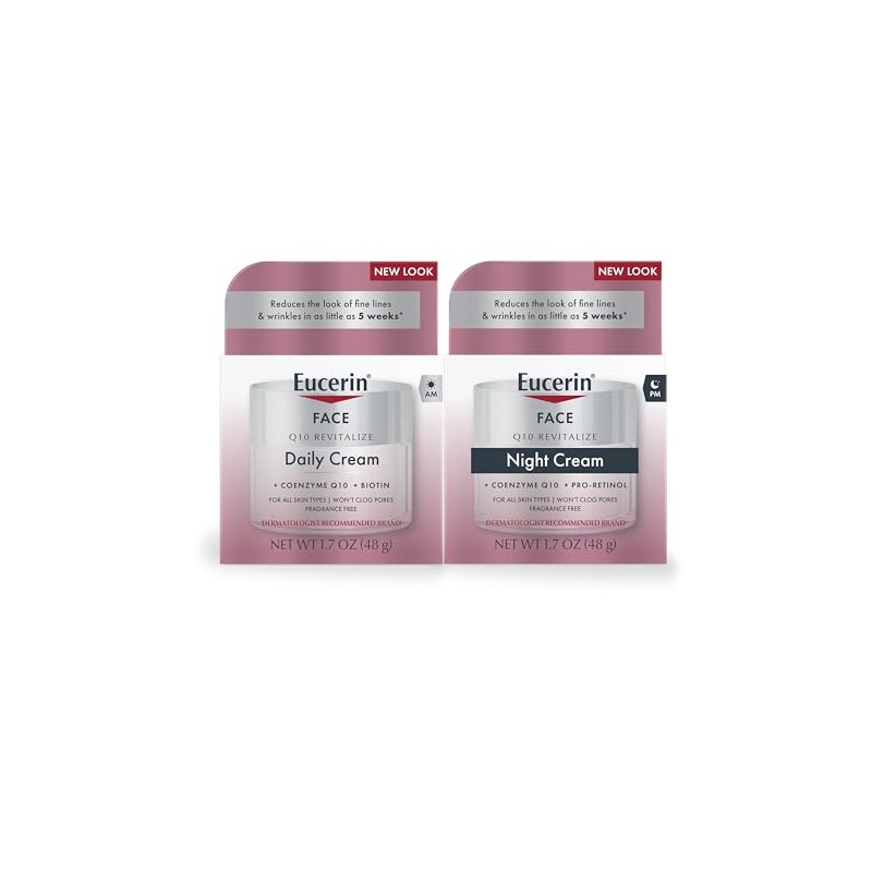 Eucerin Q10 Anti Wrinkle Face Cream Bundle, Day Cream and