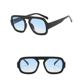 OSAGAMA Retro 70s Sunglasses Vintage Square Glasses UV400 Protection for Men and Women, black blue