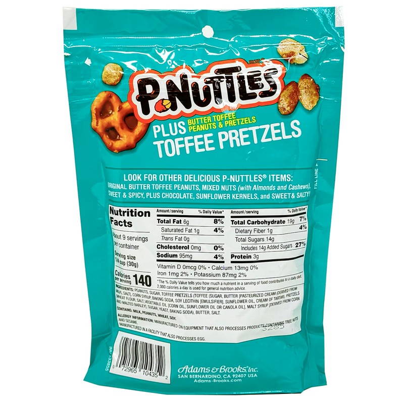 P-Nuttles Plus Toffee Pretzels Butter Toffee Peanuts Snack Mix, Butter