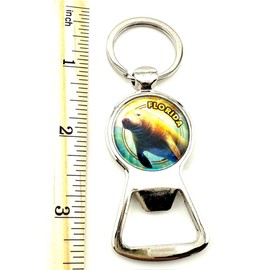 Florida Manatee Keychain Metal Key Ring Bottle Opener Souvenir of the Sunshine State