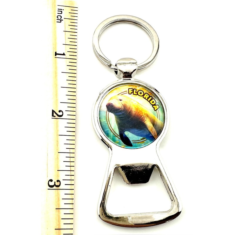 Florida Manatee Keychain Metal Key Ring Bottle Opener Souvenir of