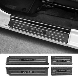 Bercicci 4PCS Door Sill Protector for Jeep Wrangler JL JLU 2018-2025 2026 & Gladiator JT 2020-2025 2026 Accessories Stainless Steel Front and Rear Door Car Pedal Kick Protection (Carbon Fiber)