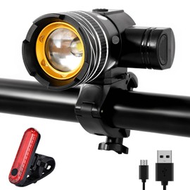 RFID Luz Bicicleta Recargable USB, Luces Bicicleta Delantera y Trasera, Juego de Luces para Bicicleta, Linterna de Seguridad a Prueba de Agua para Ciclismo, Cámping, Senderismo (Talla única)