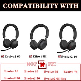 Cooling Gel Cushions Compatible with Jabra Evolve2 65 (Evolve 2 65MS 65UC MS UC)/Evolve2 40 (40UC 40MS USB)/Elite 45h Headphones Ear Pads with Breathable Ice Silk Fabric