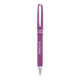 Strong & Courageous Purple Stylish Classic Pen in Matching Gift Case - Joshua 1:9 Bible Verse Refillable Retractable Medium Ballpoint Pen for Journal Planner Writing Note Taking Calendar Agenda