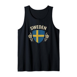 Sweden Shield Flowers Flag Tank Top