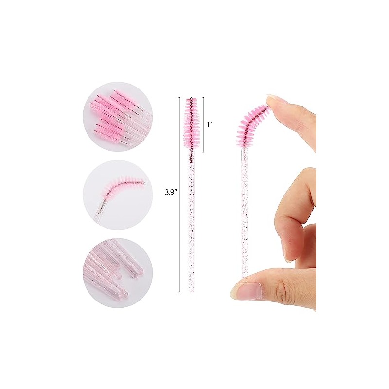 Tbestmax 50 varillas de rímel desechables, cepillos de cristal para
