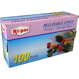 Reusable Clear Food Storage Bags 2 Gallon Zip Lock 100 Count 13X16 Inches