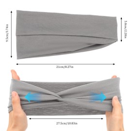 EXIPSAT Haarbänder Damen 8 PCS, Breite Elastische Weiche Stirnbänder, Sommer Boho Print Haarschmuck für Yoga Sport, Schwarz & Leo Styles