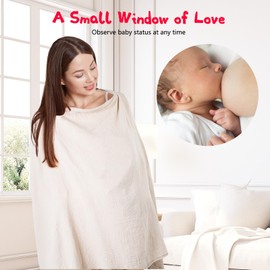 Cozary Nursing Cover for On the Go, Nursing Apron, 76 x 110 cm, Soft and Breathable Nursing Scarf, Cotton, Nursing Cover for Breastfeeding with Back Adjustable Strap, Adjustable Strap