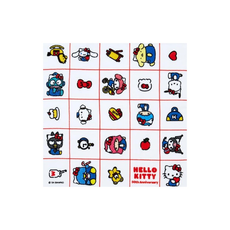 Sanrio Hello Everyone! Sanrio Characters Hand Towel, 13.8 x 13.4