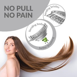 marQus Detangle Hair Brush women and men, Exclusive Ultra-soft bending Bristles and Body - Glide Through Tangles With Ease For All Hair Types - Women, Men, Wet And Dry Hair, 1pcs Silver Brush