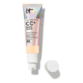 It Cosmetics CC Cream Nude Glow con Protector Solar FPS 40 + Suero Iluminador – Base de maquillaje con Niacinamida, Ácido Hialurónico, Cobertura Alta,