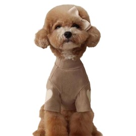 Small Dog Sweaters for Dogs Girls Boys, Heart Love Pattern Puppy Clothes, Puppy Pullover Outfit (Brown, Medium)