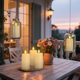 PChero Rechargeable Flameless Candles with Remote & Magnetic Charging Base, Outdoor Waterproof Battery Operated Pillar Candles, 4 Pack LED Fake Candles, Long Lasting, 2.76" D x 5.12" H
