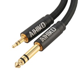 AIHIKO 1/4 to 1/8 TRS Cable with Zinc Alloy Housing and Gold Plugs Nylon Braid Stereo 6.35mm to 3.5mm Mini Jack Audio Cord for Phone, Laptop, Home Theater Devices and Amplifiers - 16 FT
