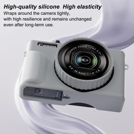 TUOOUT Silicone Case for Powershot G7X Mark III Digital Camera with with Removable Lens Cover and Screen Protector and a Lanyard for Powershot G7X Mark III accessories -(Grey)