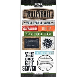 Scrapbook Customs 61457 Volleyball Wood Scrapbook Stickers