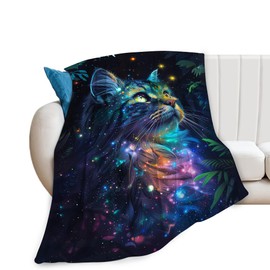 Fantasy Cat Throw - Soft, Warm & Cozy Fleece Blanket for Couch, Sofa & Bed - 50"x40"