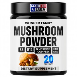 Instant Mushroom Powder 10:1 – Cordyceps Mushroom Supplement with Reishi, Chaga & Shiitake – Caffeine-Free Nighttime Drink with B6, B12, D + Probiotics – Best Mushroom Coffee Organic Blend (Sweet)