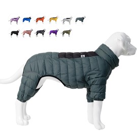 ArmyGreen Dog Warm Coat, Waterproof Windproof Reflective Vest, Zippered Adjustable Snow Jacket for Small to Large Dogs