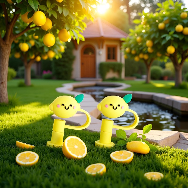 2Pcs Yellow Lemon Silicone Straw Covers and Caps Compatible with