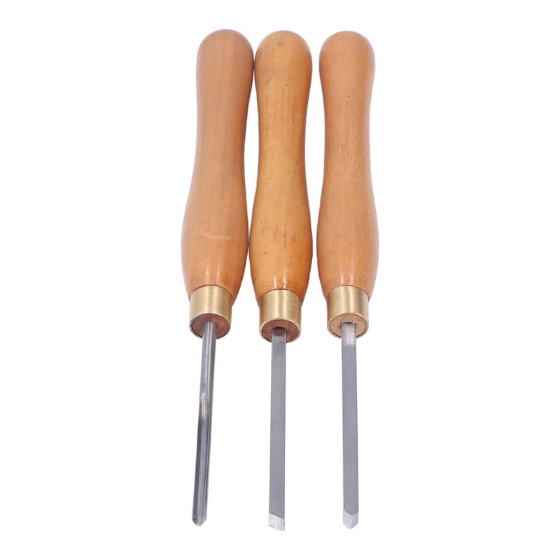 3Pcs Wood Lathe Turning Tool Chisel Beech Handle Steel Insert