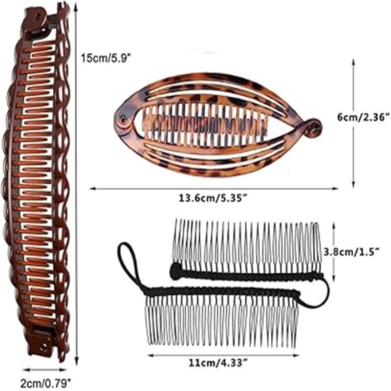 Wimode 4PCS Banana Hair Clip Vintage Clincher Comb Thick Curly