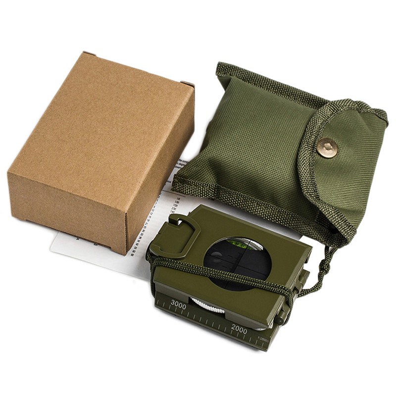 Portable Multifunctional Military Zinc Alloy Compass with Inclinometer for Camping