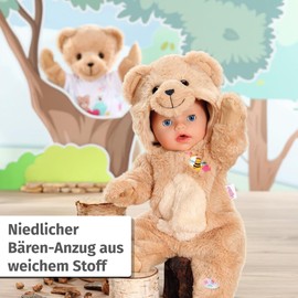 BABY born Zapf Creation Bear Cuddly Suit 43 cm with Hood and Ears in Teddy Look for 43 cm Dolls