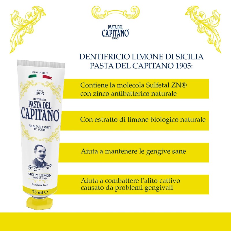 Pasta del Capitano 1905, Lemon Toothpaste from Sicily, Keeps Gums