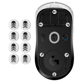 yiodelu Universal Glass Mouse Skates Smooth Durable Thin Ultra Strong Glass Mouse feet Game Mice Accessories for All Mouse DIY Dots（6mm*8 Pieces Skull White）