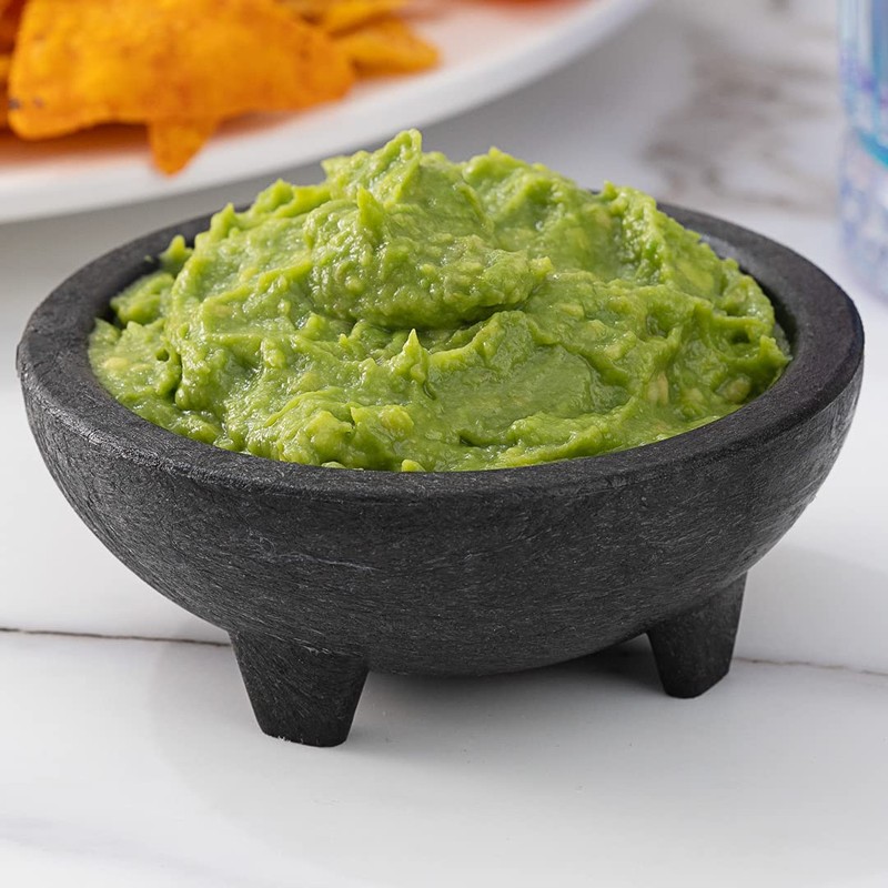 4 oz Black Thermal Plastic Molcajete Bowl - 4" x