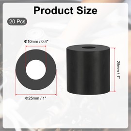 PATIKIL Multi Purpose Rubber Spacer, 20Pcs 8mm ID x 25mm OD x 25mm T Neoprene Round Anti-Vibration Isolation Pads Isolator Rubber Bushings Spacer Washer for HVAC Bolts Car Accessories