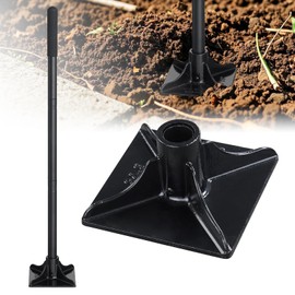 Steel Tamper Tool, 58" Heavy Duty Garden Landscaping Tools with Long Handle, 8x8 Square Dirt Hand Tamper Gardening Tool Set with Rubber Grip for Leveling Ground, Soil, Sand, Driveway