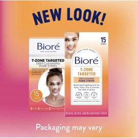 BIORE" 2-Pack BIORE T-ZONE 5 NOSE 5 FACE 5 CHIN TARGETED 15 DEEP CLEANSING PORE STRIPS
