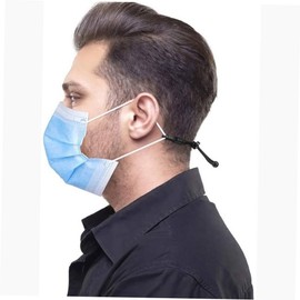 KOMBIUDA 4pcs Adjustable Nylon Extenders Comfortable Ear Savers for Masks Prevents Ear Discomfort Black Lanyards for Extended Wear