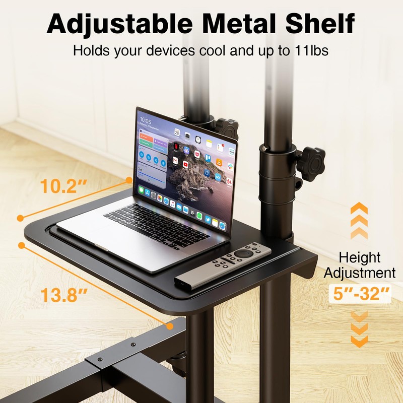 TAVR Furniture Mobile TV Stand Rolling TV Cart Floor Stand